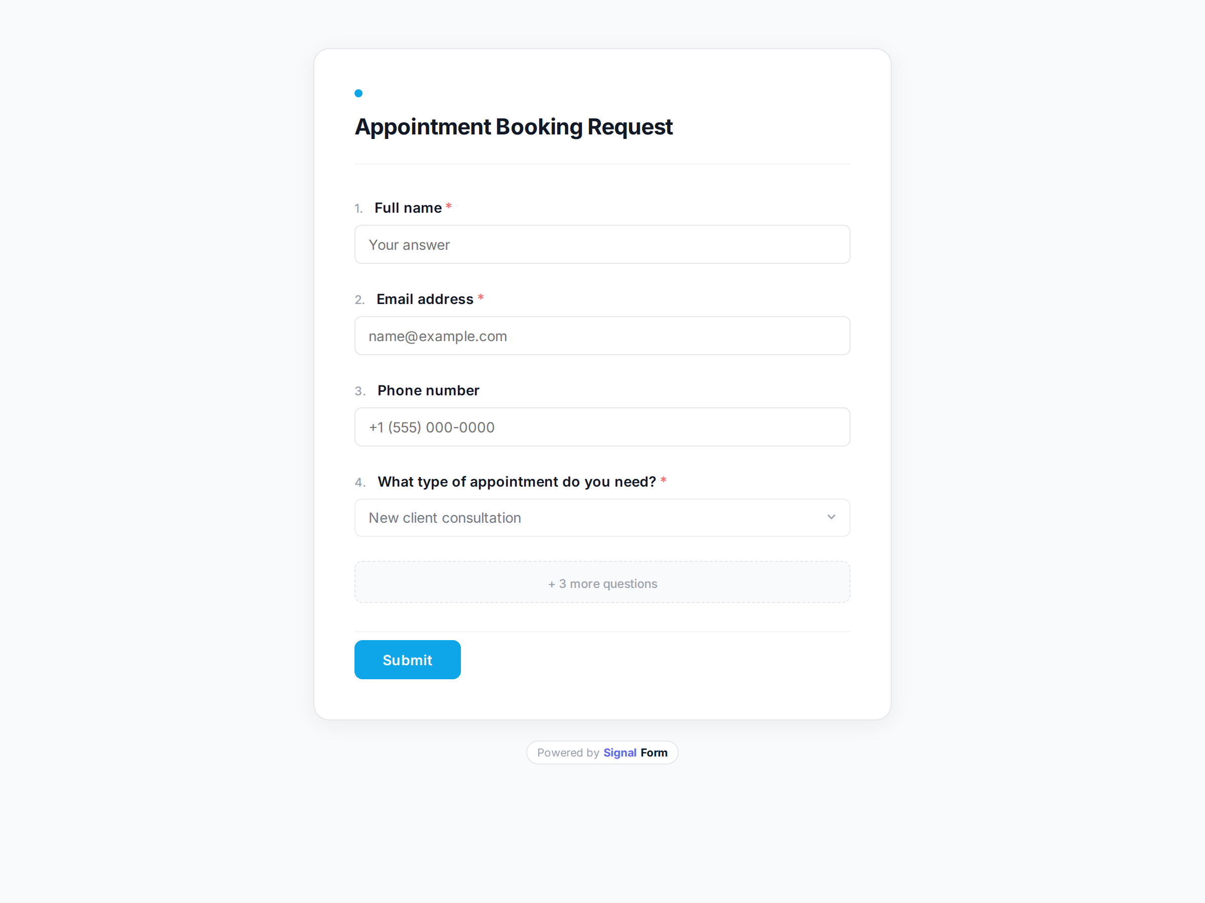 Appointment Booking Request form template preview