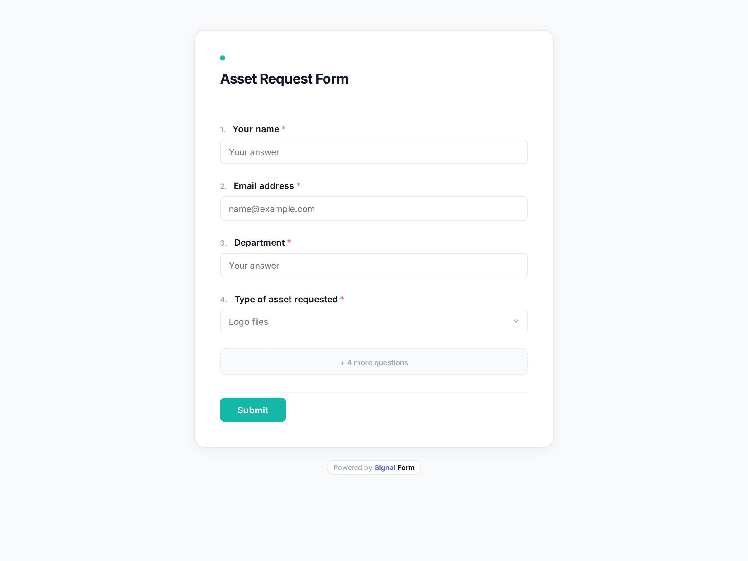 Asset Request Form form template preview