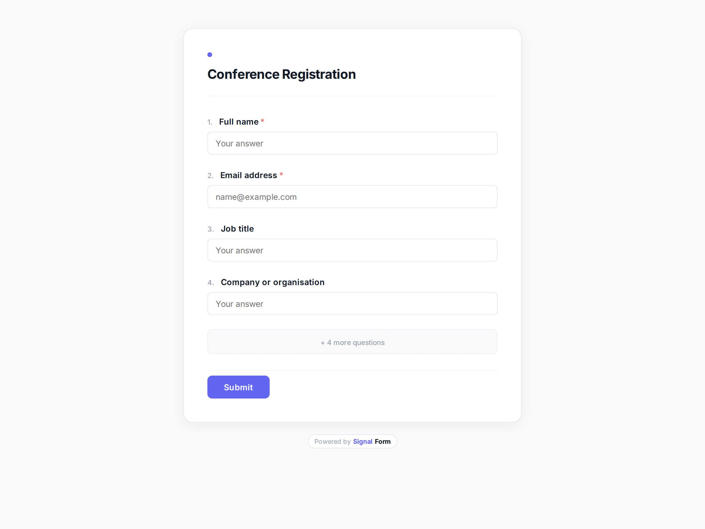 Conference Registration form template preview