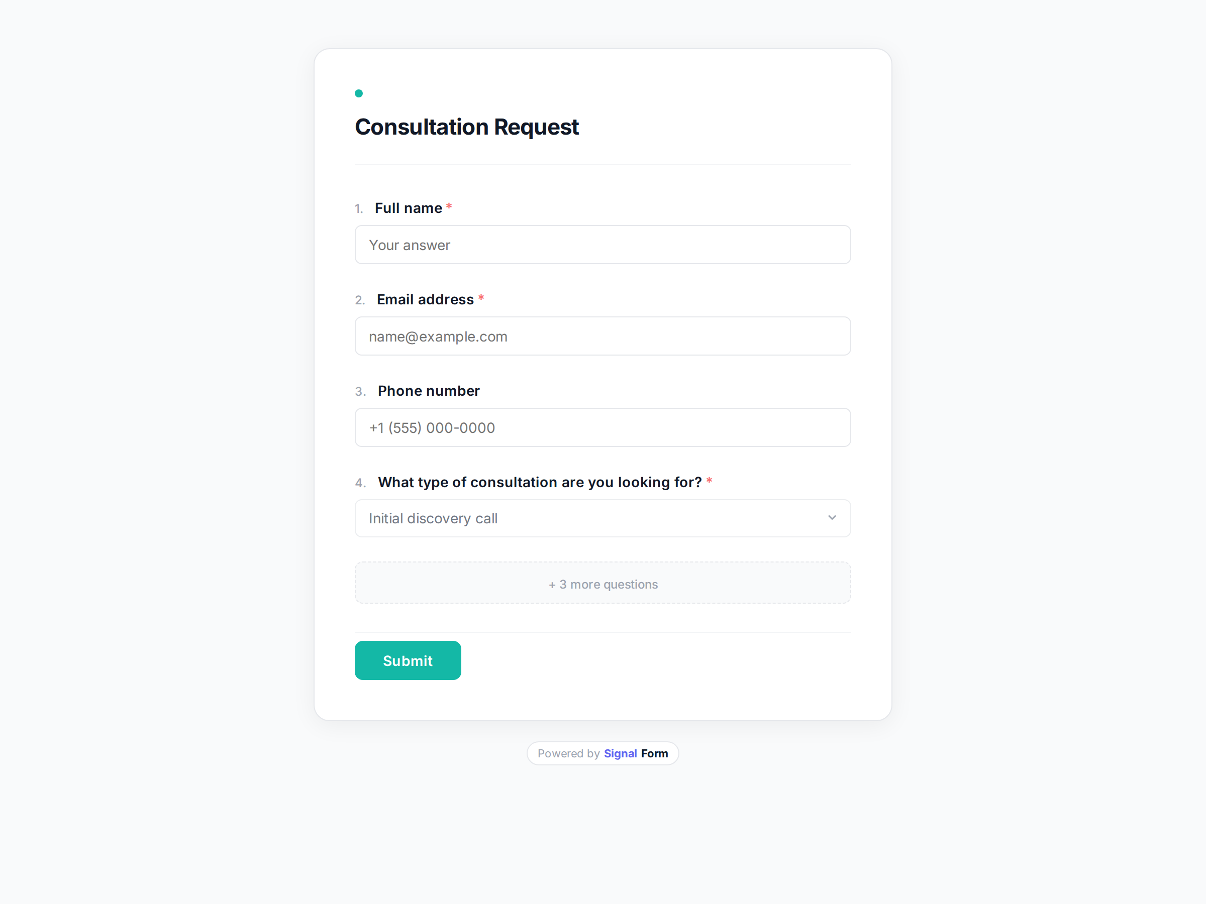 Consultation Request form template preview