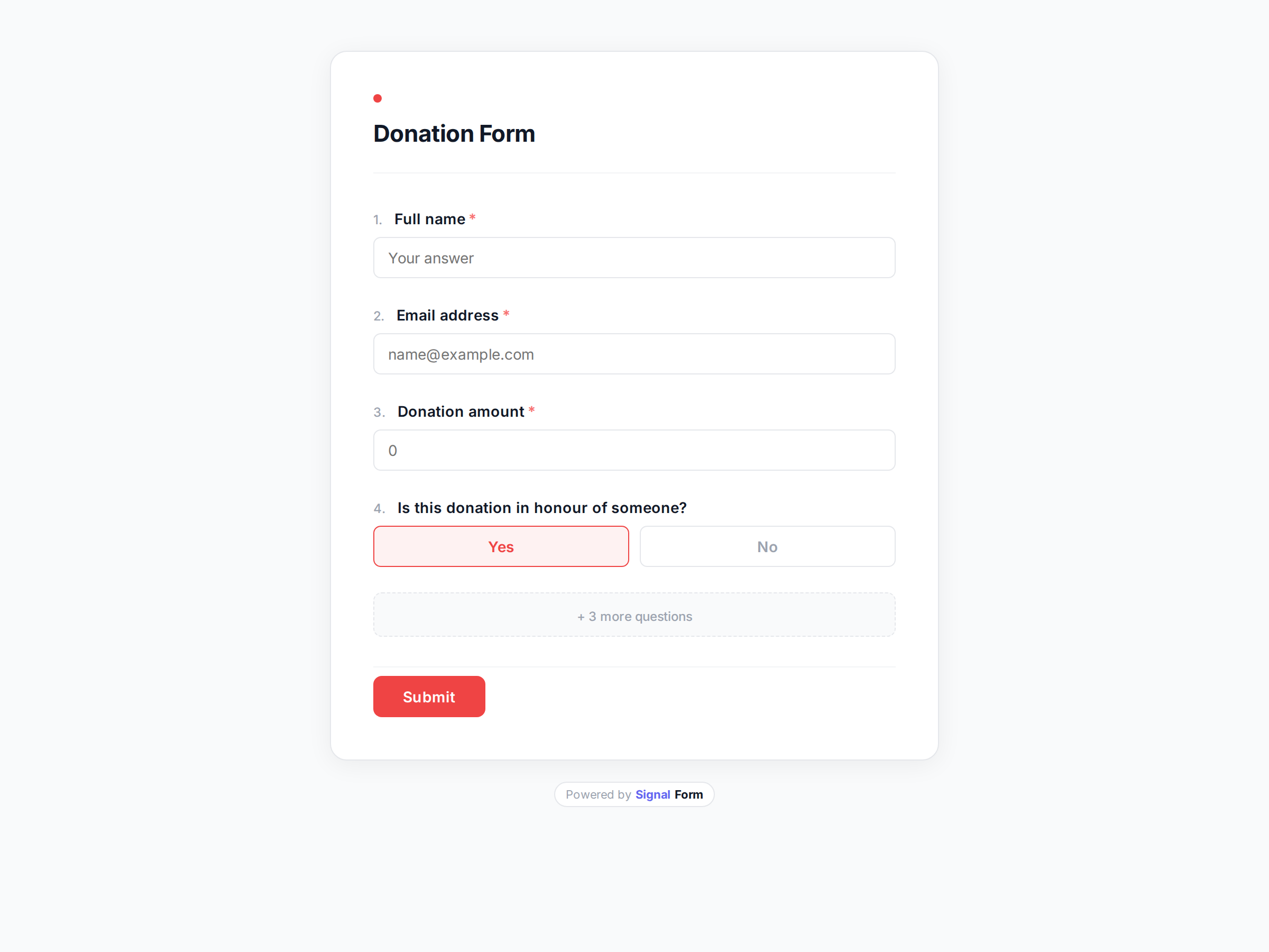 Donation Form form template preview