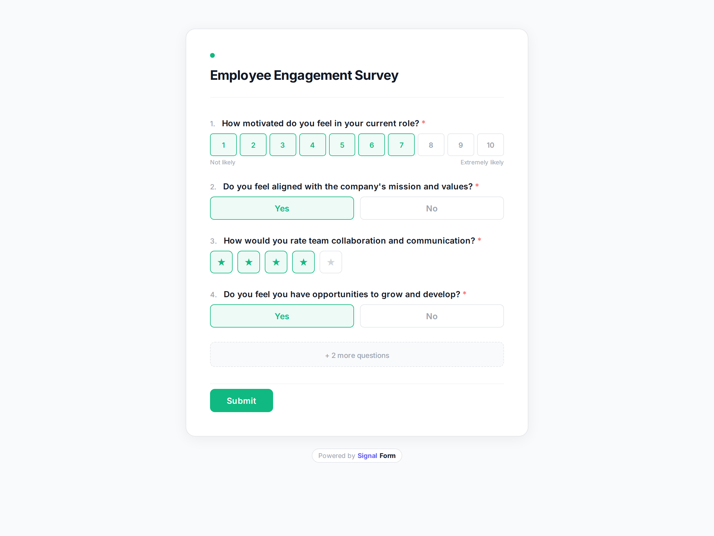 Employee Engagement Survey form template preview