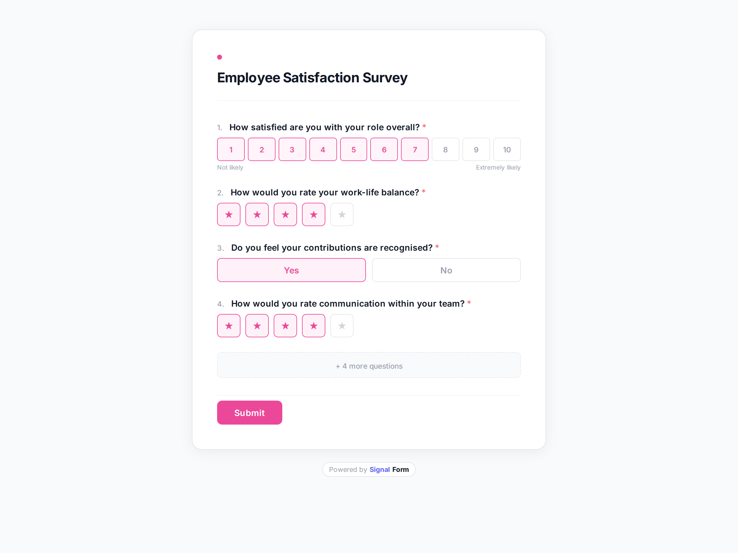 Employee Satisfaction Survey form template preview