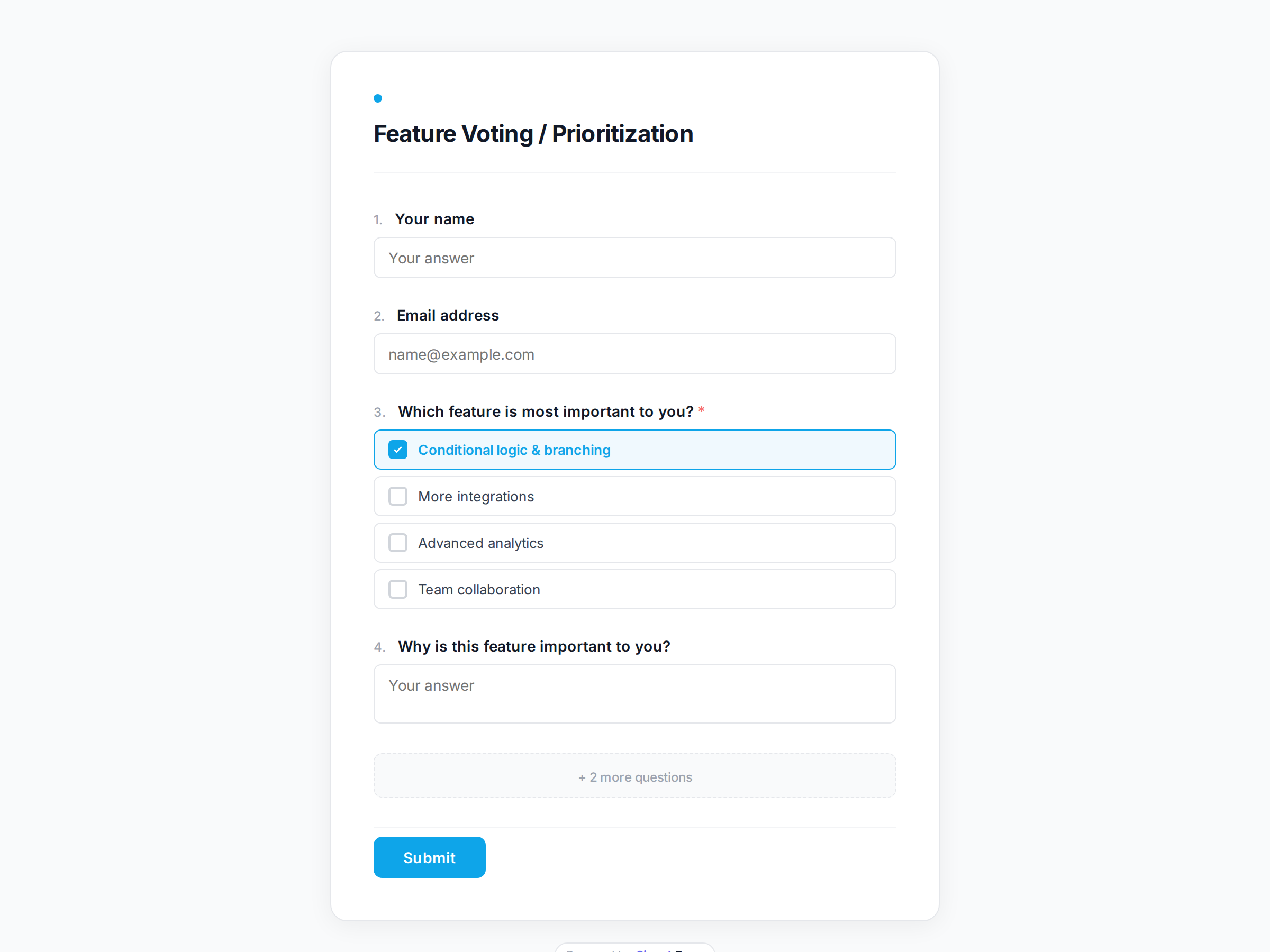 Feature Voting / Prioritization form template preview