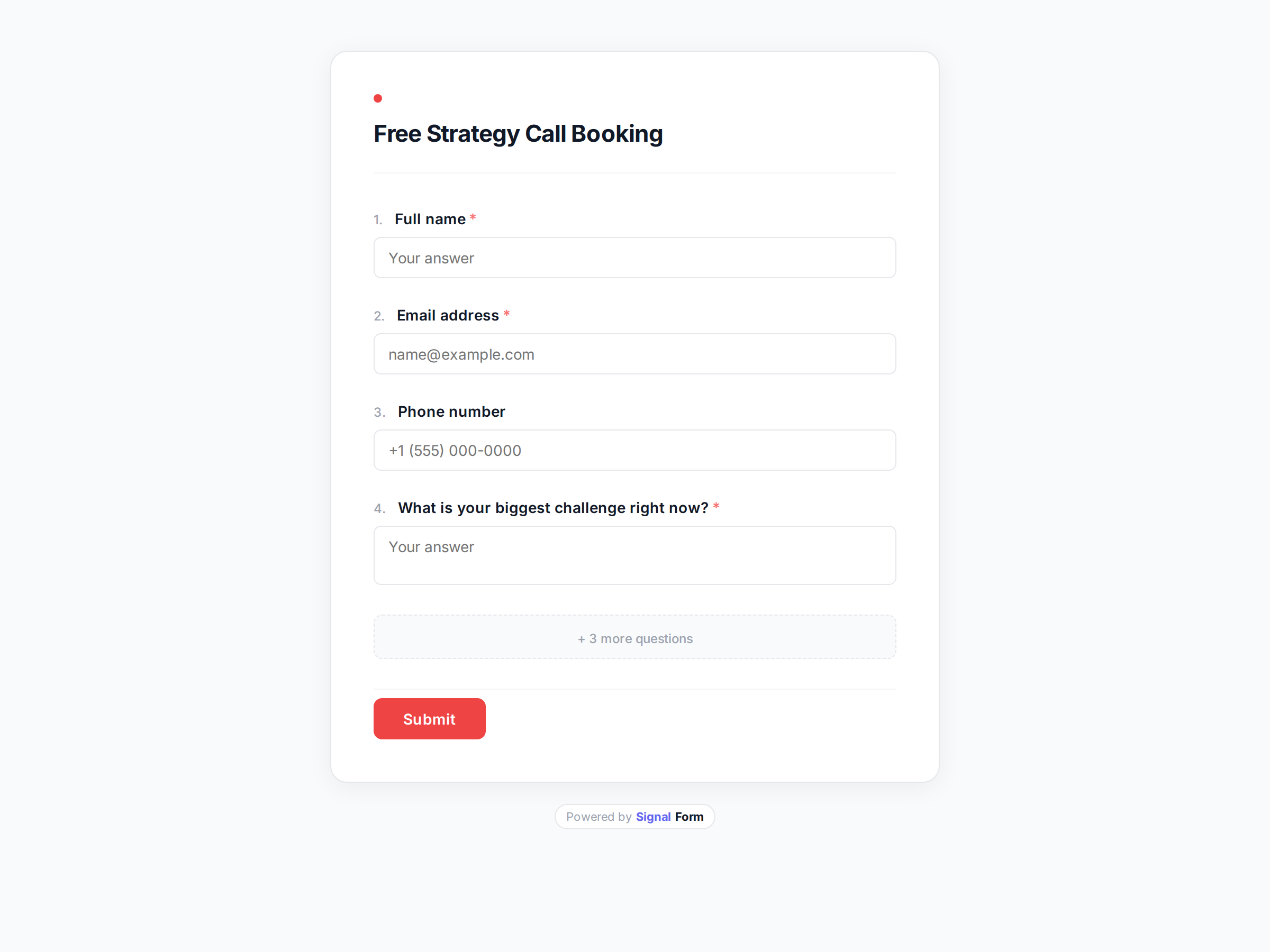 Free Strategy Call Booking form template preview