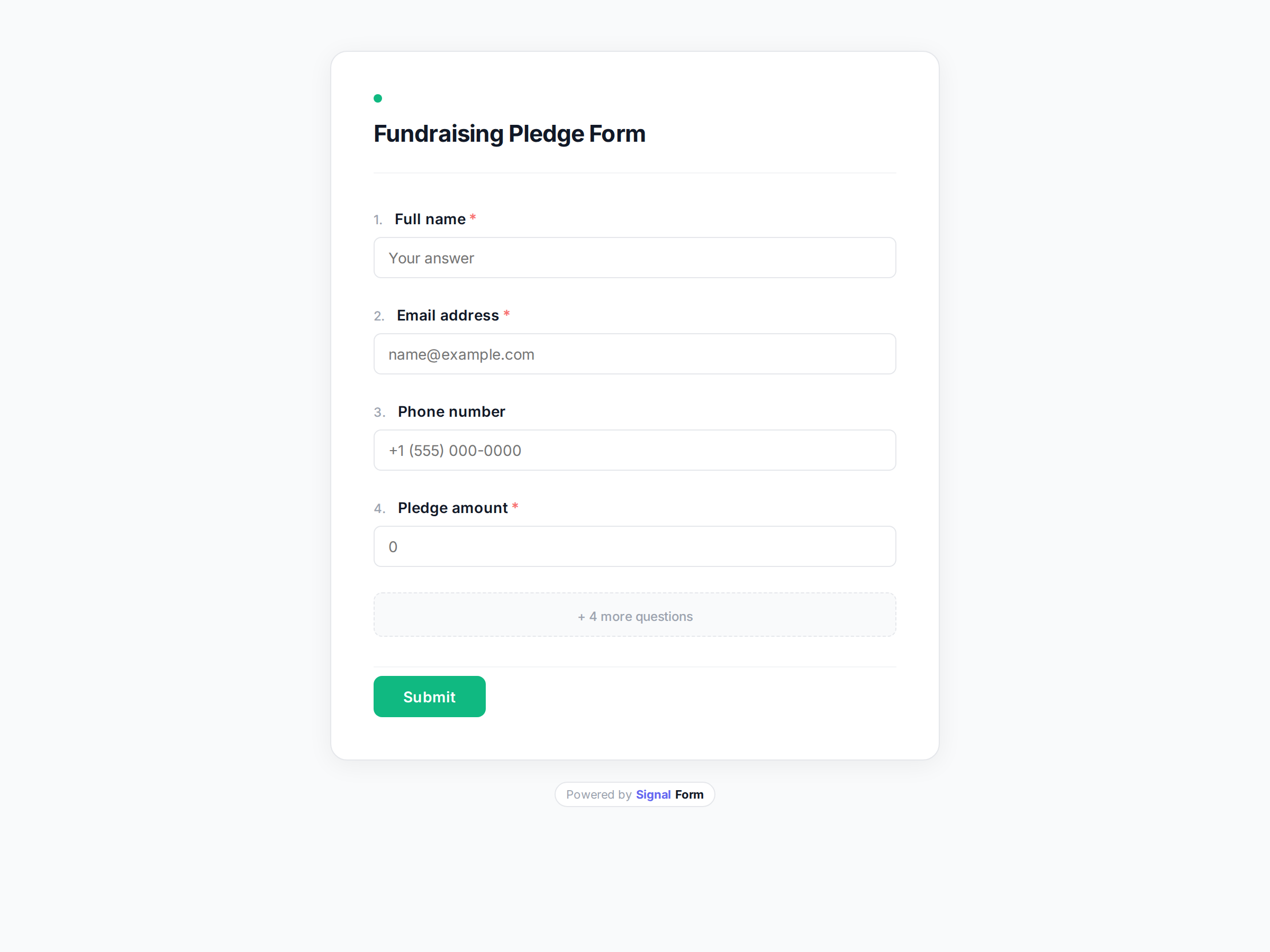 Fundraising Pledge Form form template preview