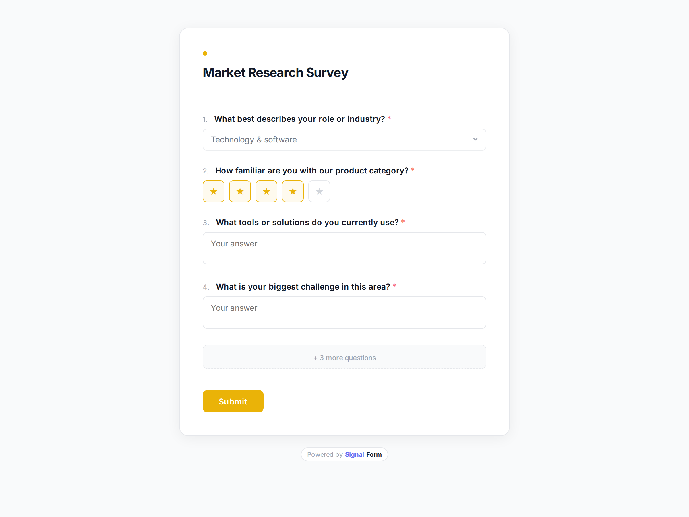 Market Research Survey form template preview