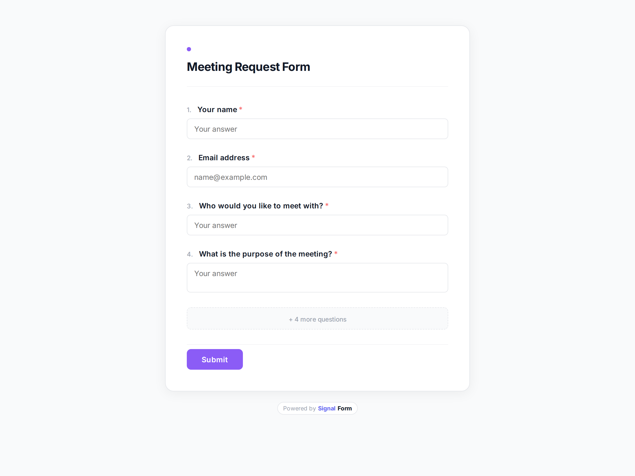 Meeting Request Form form template preview