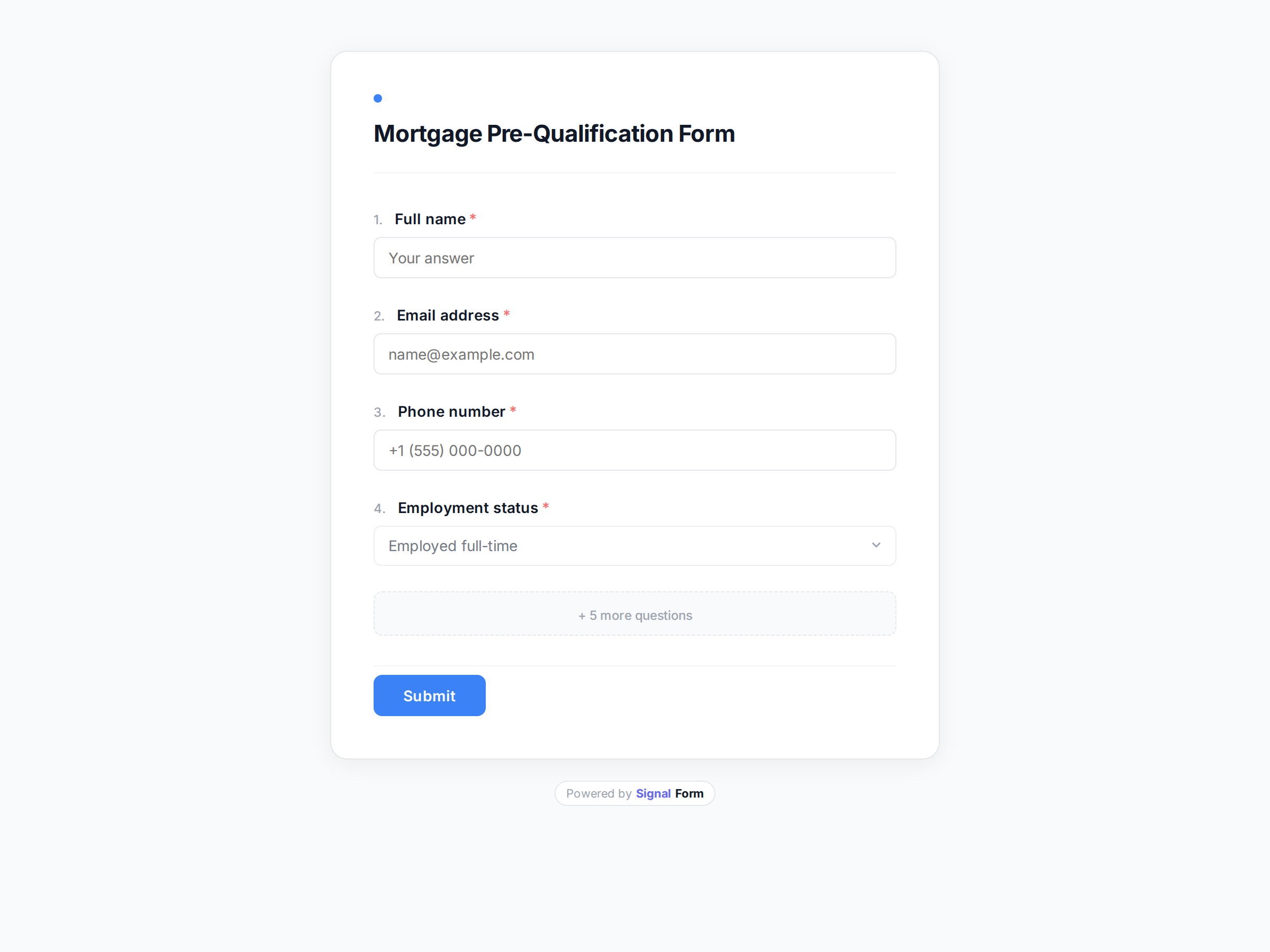 Mortgage Pre-Qualification Form form template preview