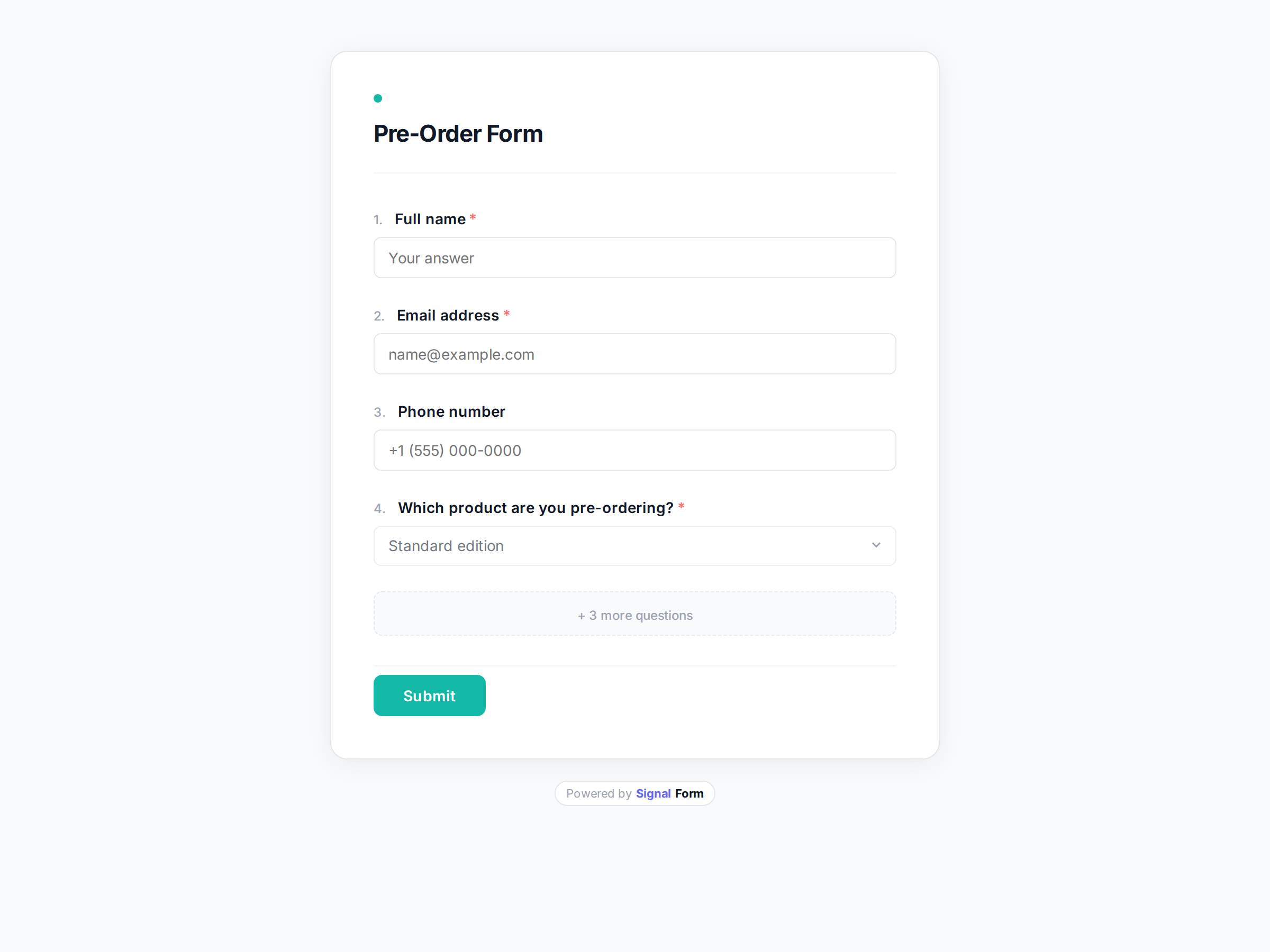 Pre-Order Form form template preview