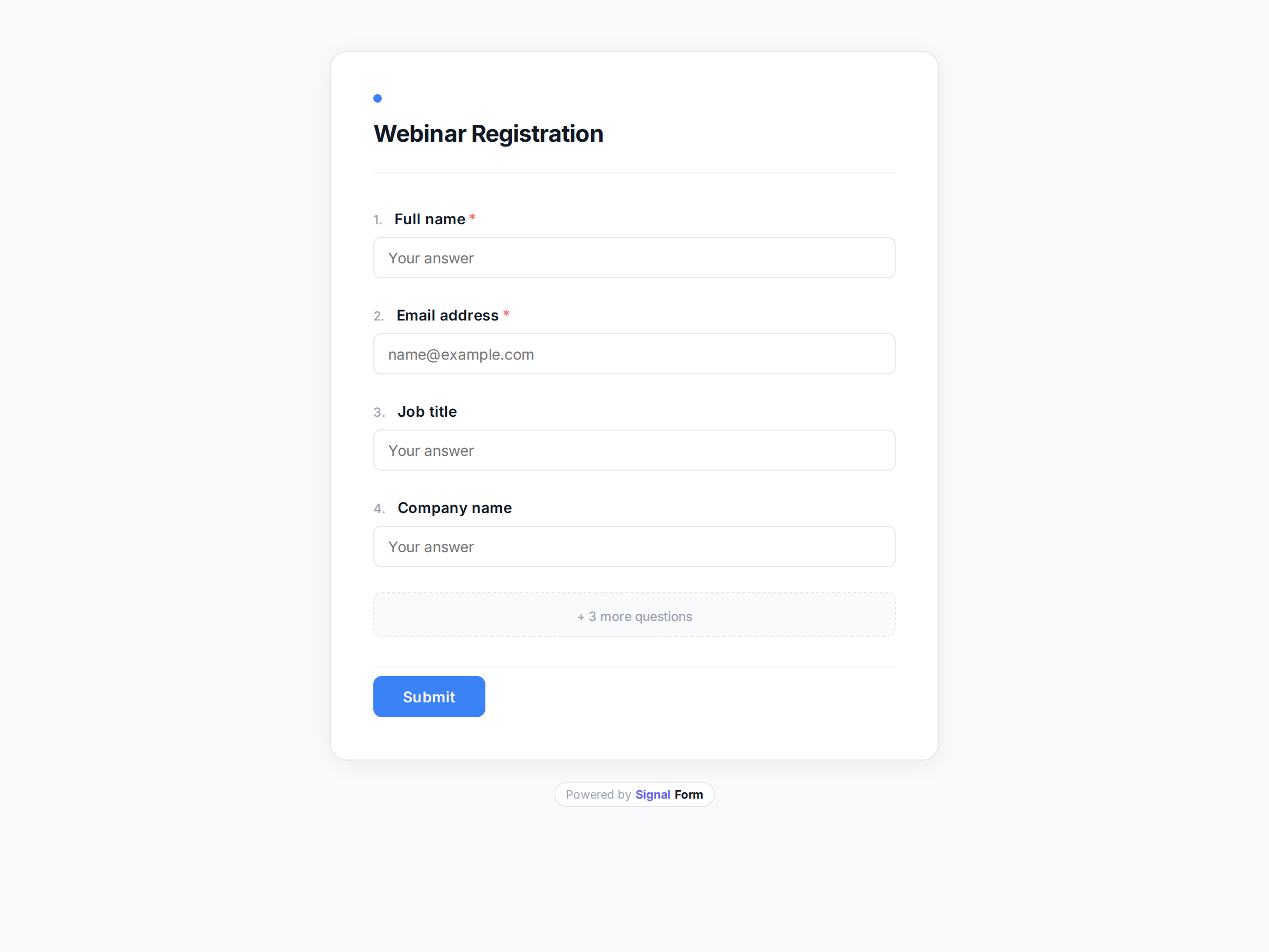 Webinar Registration form template preview