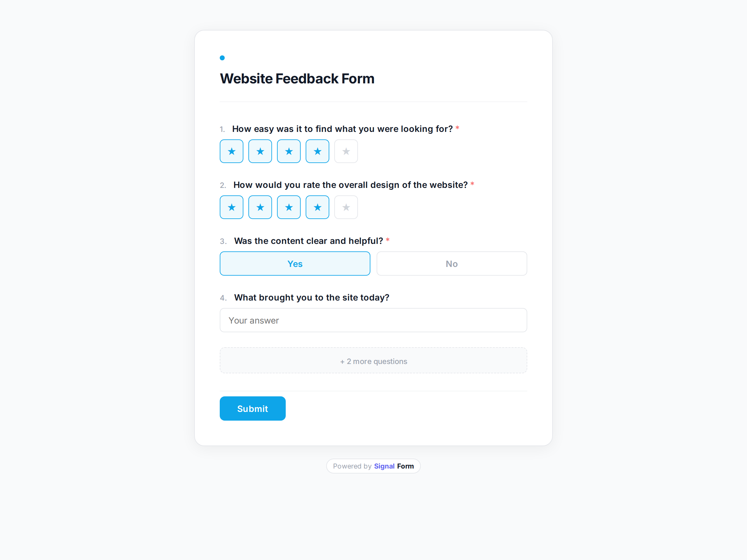 Website Feedback Form form template preview